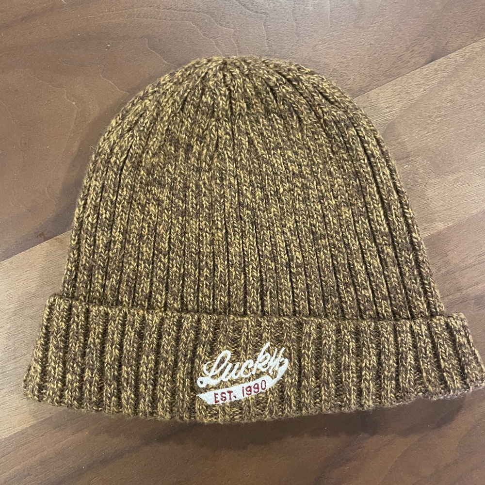 Lucky Brand Knit Beanie with Logo Patch
